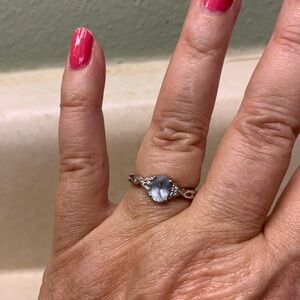 Aquamarine 10 K white gold ring Size 6